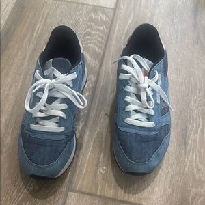 Reebok Blue and White Sneakers Low-Top Canvas